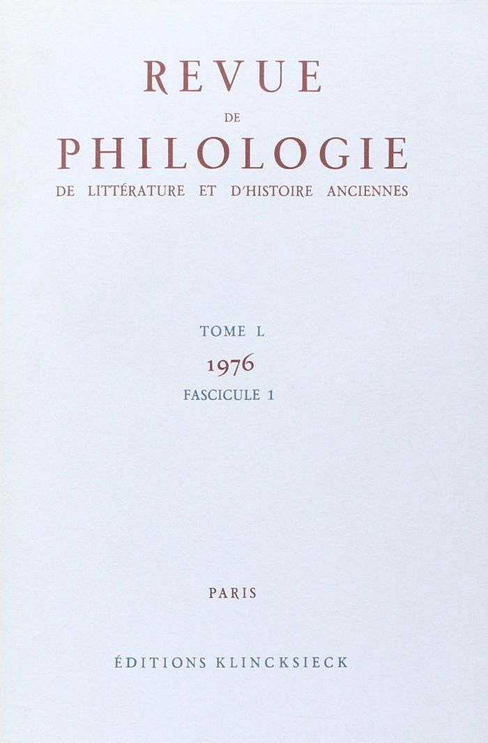 Couverture du livre « REVUE DE PHILOLOGIE 1976/T50,1 » de Xxx, librairie Les Contes Infusés à Corte