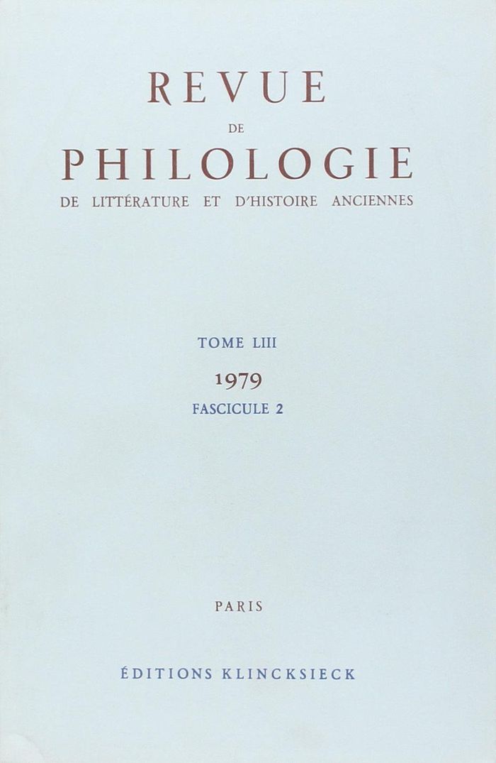 Couverture du livre « REVUE DE PHILOLOGIE 1979/T53,2 » de Xxx, librairie Les Contes Infusés à Corte