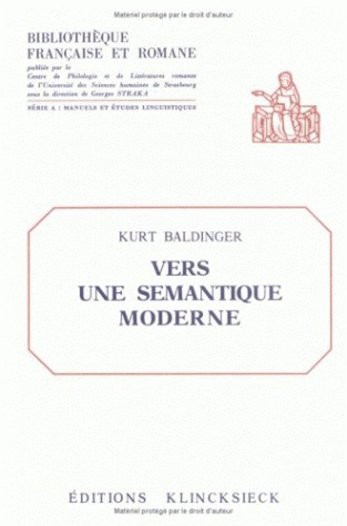 Couverture du livre « VERS UNE SEMANTIQUE MODERNE », librairie Les Contes Infusés à Corte
