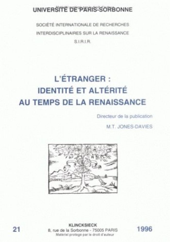Couverture du livre « L'ETRANGER : IDENTITE ET ALTERITE AU TEMPS DE LA RENAISSANCE » de M-T. Jones-Davies, librairie Les Contes Infusés à Corte