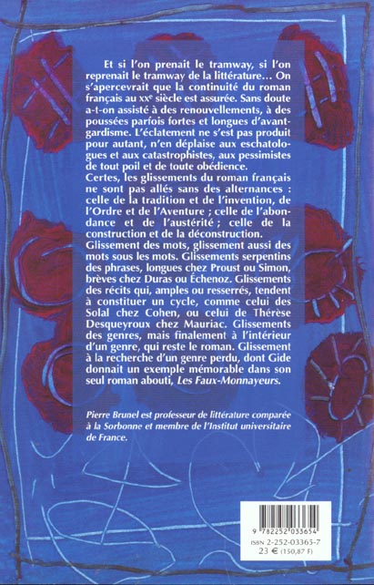 Quatrième de couverture de « GLISSEMENTS DU ROMAN AU XXE SIECLE »