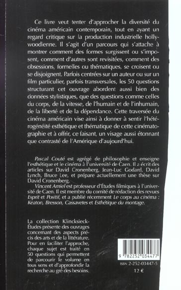 Quatrième de couverture de « FORMES ET OBSESSIONS DU CINEMA AMERICAIN CONTEMPORAIN (1980-2002) »