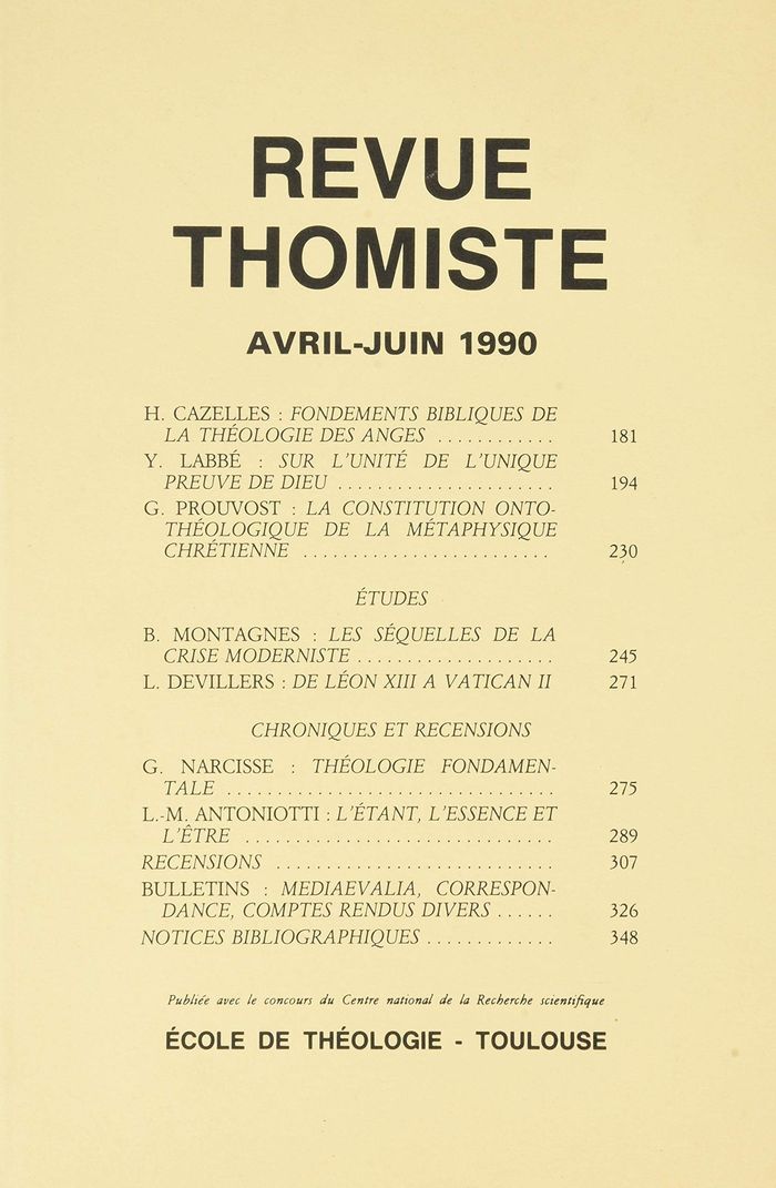 Couverture du livre « REVUE THOMISTE - N 2/1990 » de P-M. Margelidon, librairie Les Contes Infusés à Corte