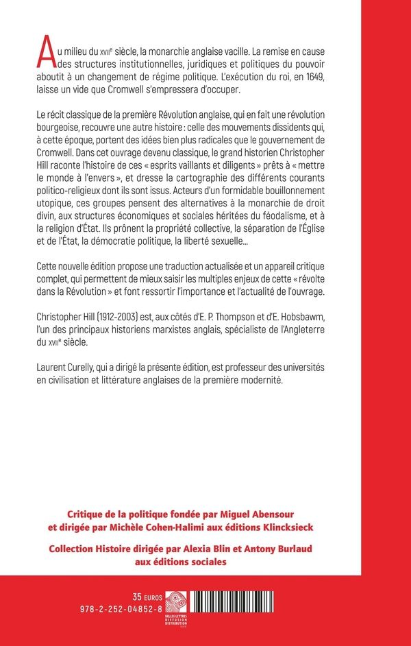 Quatrième de couverture de « Le monde à l'envers : histoire des idées radicales dans la Révolution anglaise »