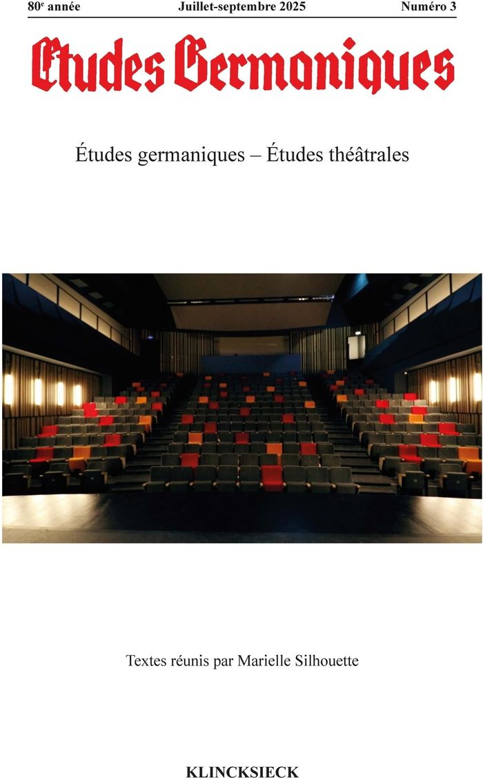 Couverture du livre « Etudes germaniques, études théâtrales », librairie Les Contes Infusés à Corte