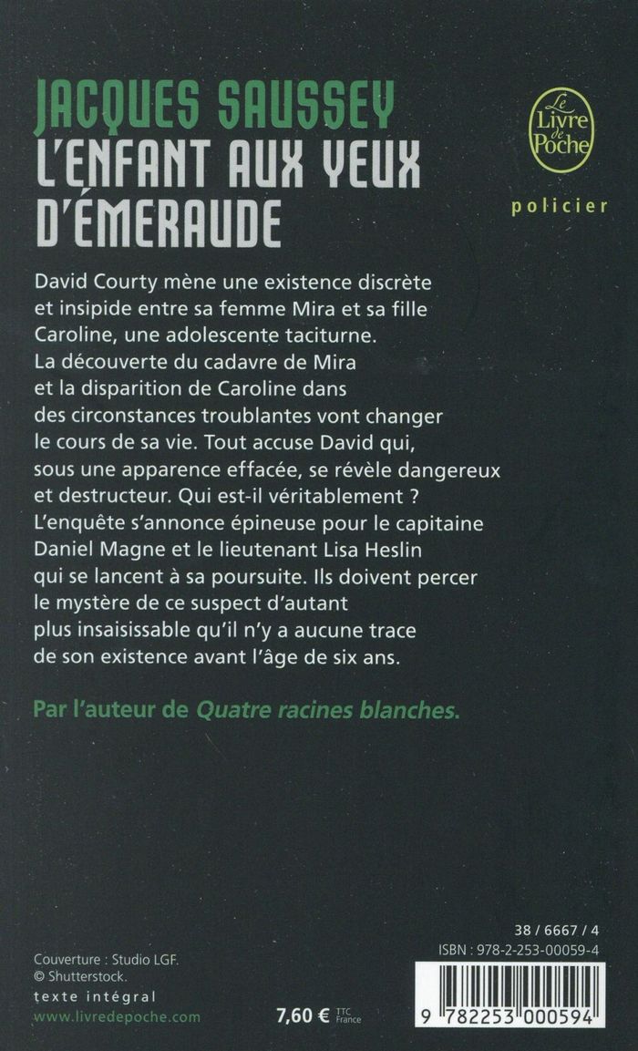 Quatrième de couverture de « L'enfant aux yeux d'émeraude »