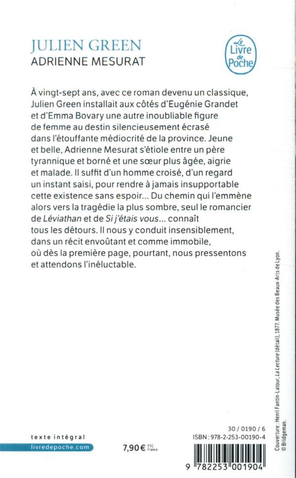 Quatrième de couverture de « ADRIENNE MESURAT »
