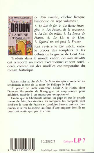 Quatrième de couverture de « LA REINE ETRANGLEE (LES ROIS MAUDITS, TOME 2) »
