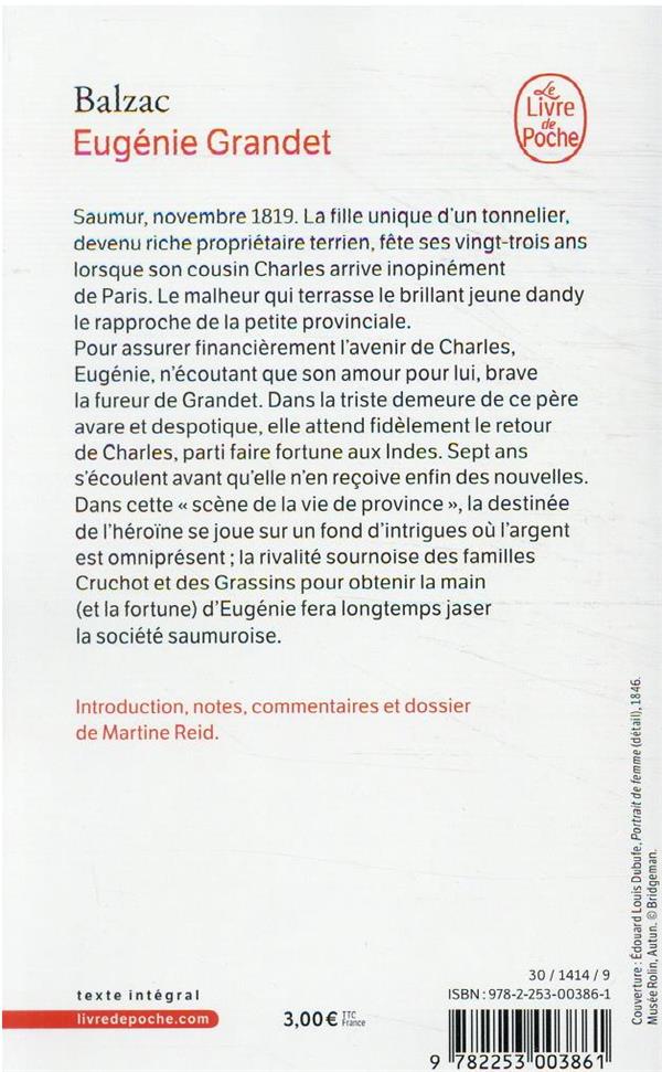 Quatrième de couverture de « EUGENIE GRANDET »