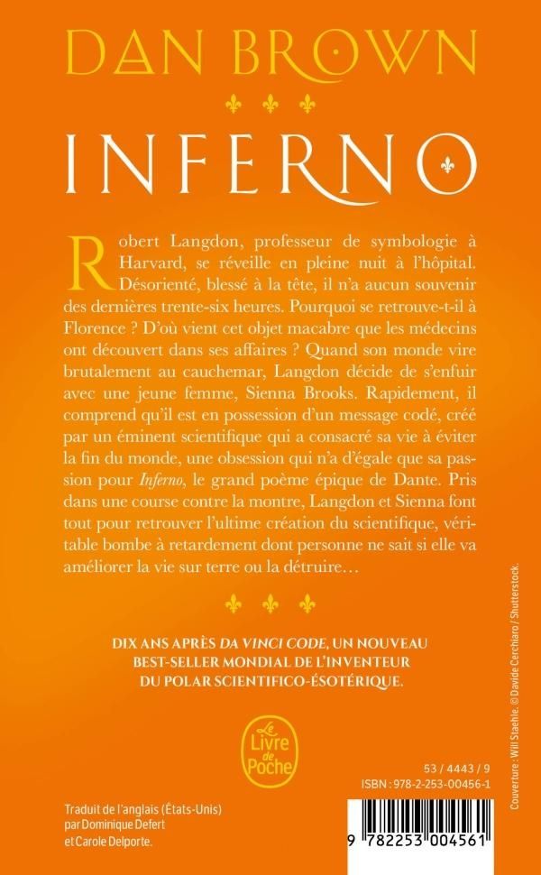 Quatrième de couverture de « Inferno : roman »