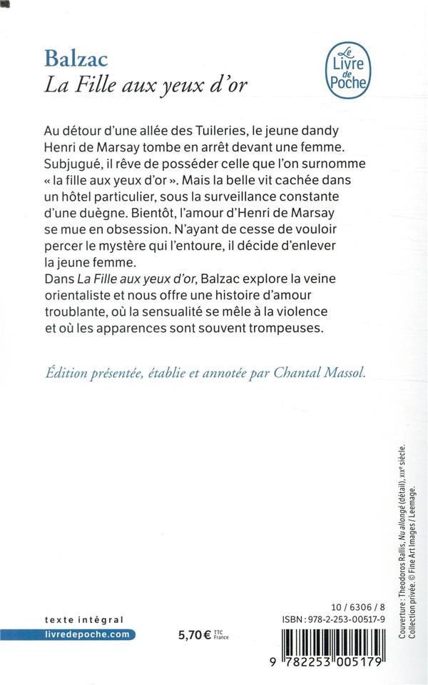 Quatrième de couverture de « LA FILLE AUX YEUX D'OR »