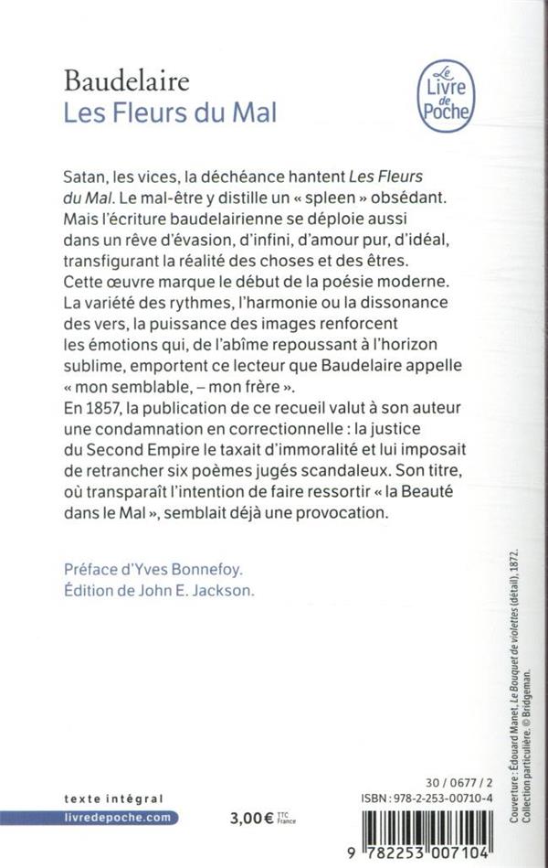 Quatrième de couverture de « LES FLEURS DU MAL »