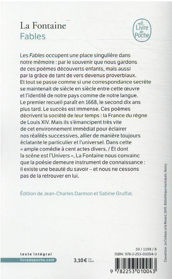 Quatrième de couverture de « FABLES »