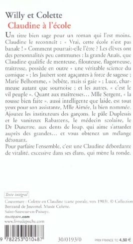 Quatrième de couverture de « CLAUDINE A L'ECOLE »