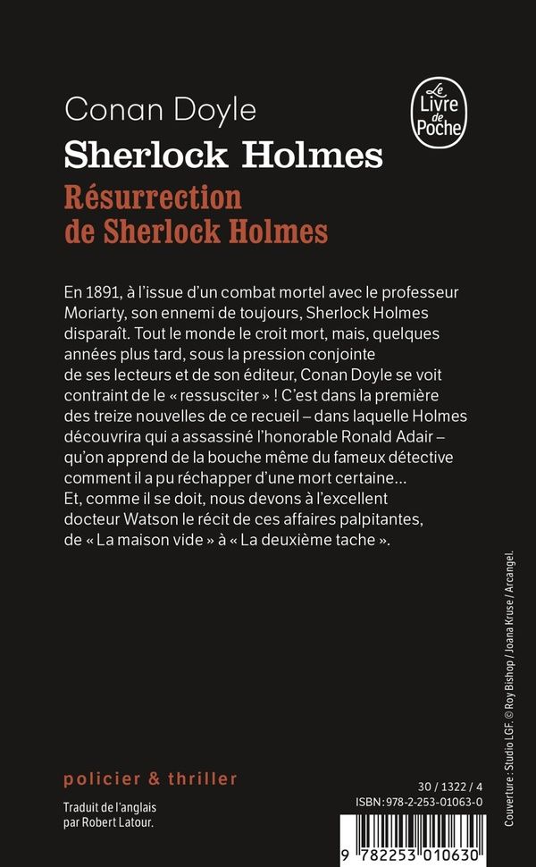 Quatrième de couverture de « RESURRECTION DE SHERLOCK HOLMES »