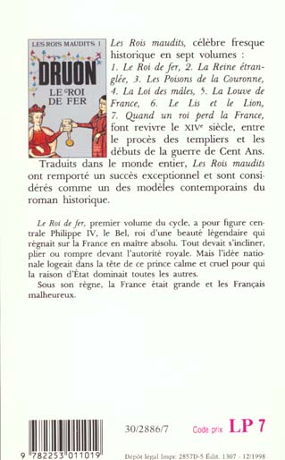 Quatrième de couverture de « LE ROI DE FER (LES ROIS MAUDITS, TOME 1) »