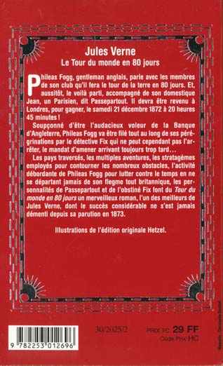 Quatrième de couverture de « LE TOUR DU MONDE EN 80 JOURS »