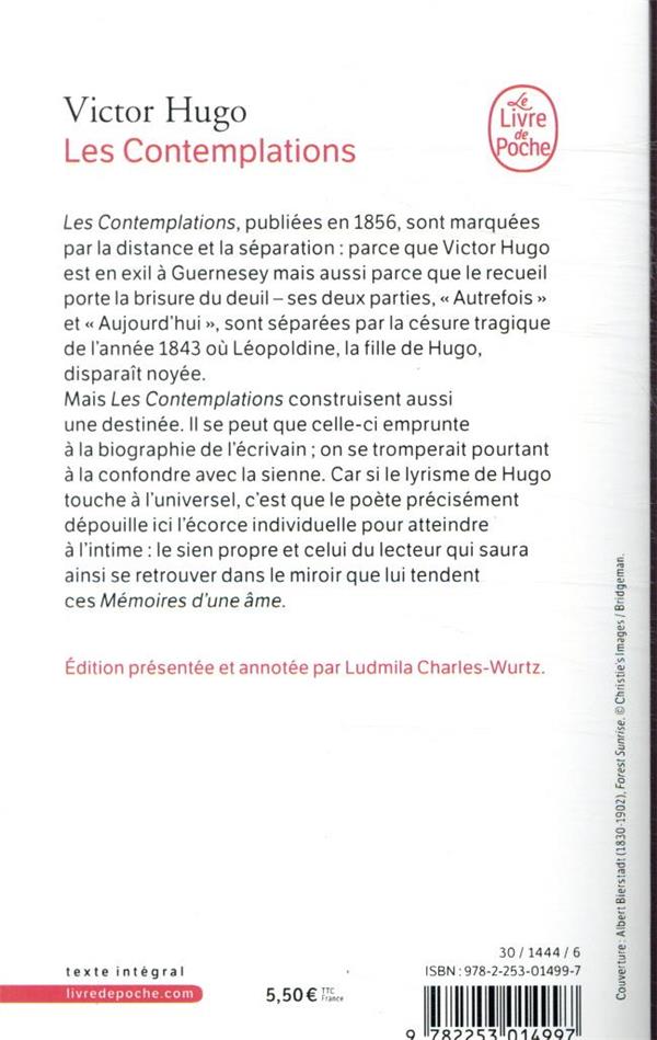 Quatrième de couverture de « LES CONTEMPLATIONS »