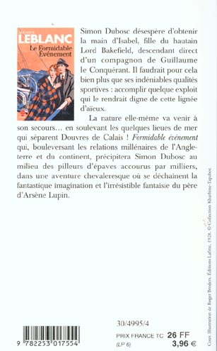 Quatrième de couverture de « LE FORMIDABLE EVENEMENT »