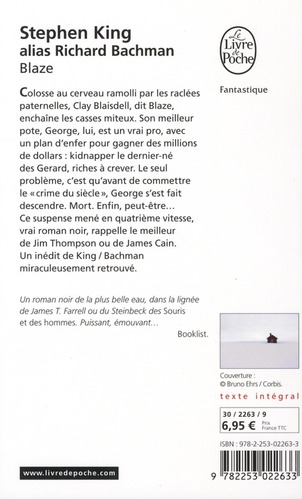 Quatrième de couverture de « Blaze : roman »