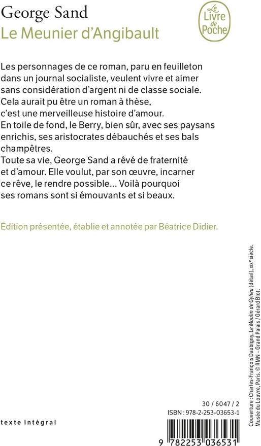 Quatrième de couverture de « LE MEUNIER D'ANGIBAULT »