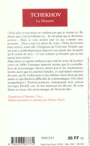 Quatrième de couverture de « LA MOUETTE »