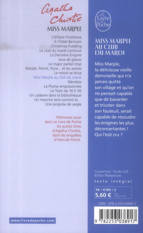 Quatrième de couverture de « MISS MARPLE AU CLUB DU MARDI »