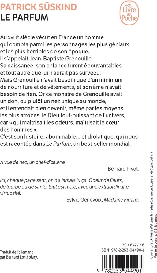 Quatrième de couverture de « LE PARFUM - HISTOIRE D'UN MEURTIER »