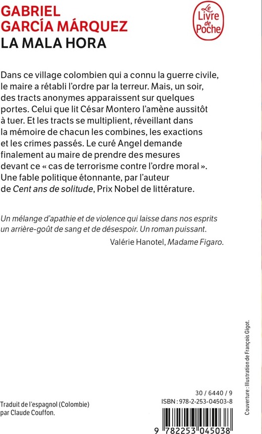 Quatrième de couverture de « LA MALA HORA »