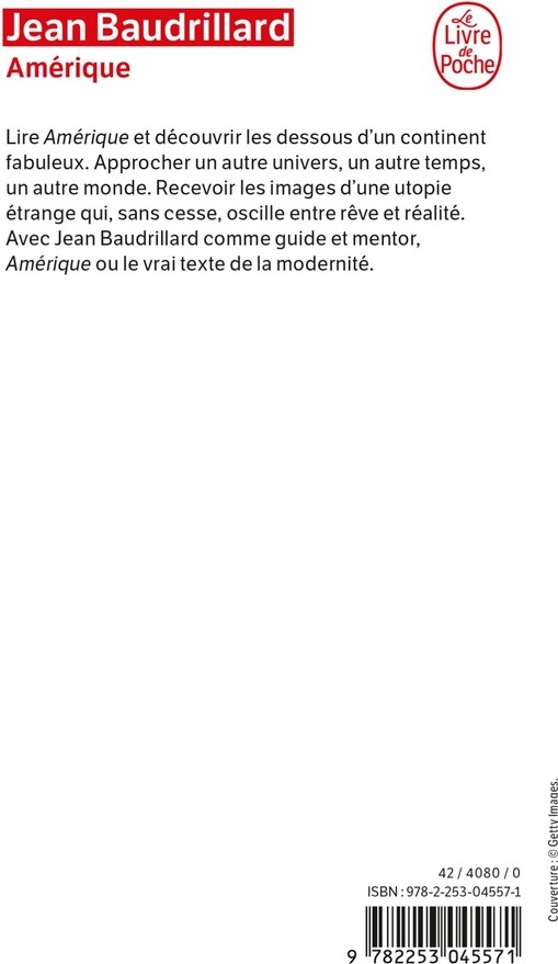 Quatrième de couverture de « AMERIQUE »