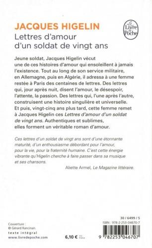 Quatrième de couverture de « LETTRES D'AMOUR D'UN SOLDAT DE VINGT ANS »