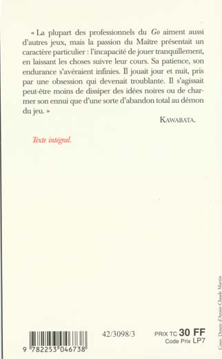 Quatrième de couverture de « LE MAITRE OU LE TOURNOI DE GO »