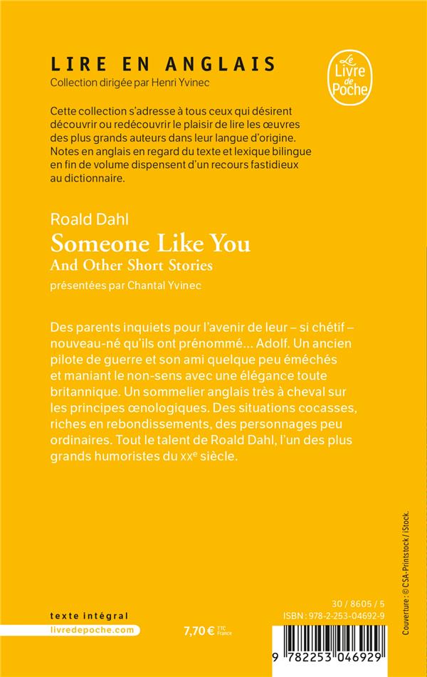 Quatrième de couverture de « SOMEONE LIKE YOU AND OTHER SHORT STORIES »