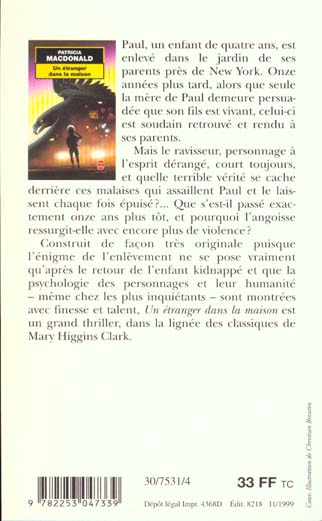 Quatrième de couverture de « UN ETRANGER DANS LA MAISON »