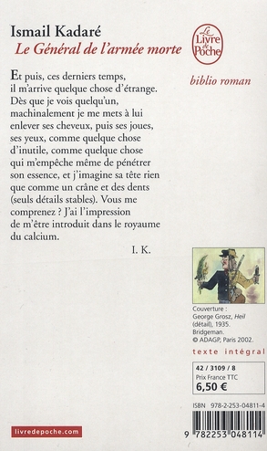 Quatrième de couverture de « LE GENERAL DE L'ARMEE MORTE »
