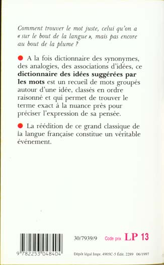 Quatrième de couverture de « TROUVER LE MOT JUSTE »