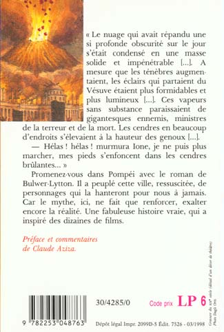 Quatrième de couverture de « LES DERNIERS JOURS DE POMPEI »