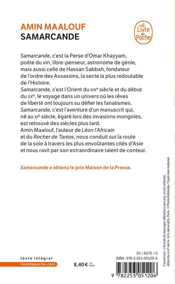 Quatrième de couverture de « SAMARCANDE »