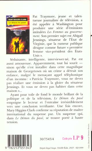 Quatrième de couverture de « LE DEMON DU PASSE »