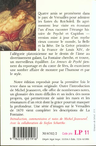 Quatrième de couverture de « LES AMOURS DE PSYCHE ET DE CUPIDON »