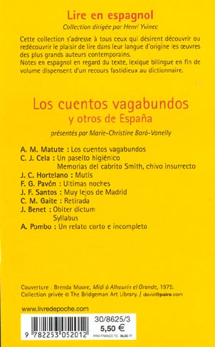 Quatrième de couverture de « LOS CUENTOS VAGABUNDOS Y OTROS DE ESPANA »