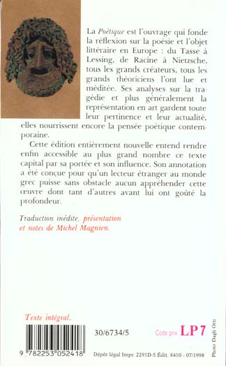 Quatrième de couverture de « POETIQUE »