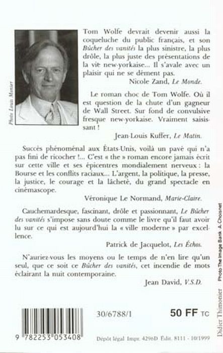 Quatrième de couverture de « LE BUCHER DES VANITES »