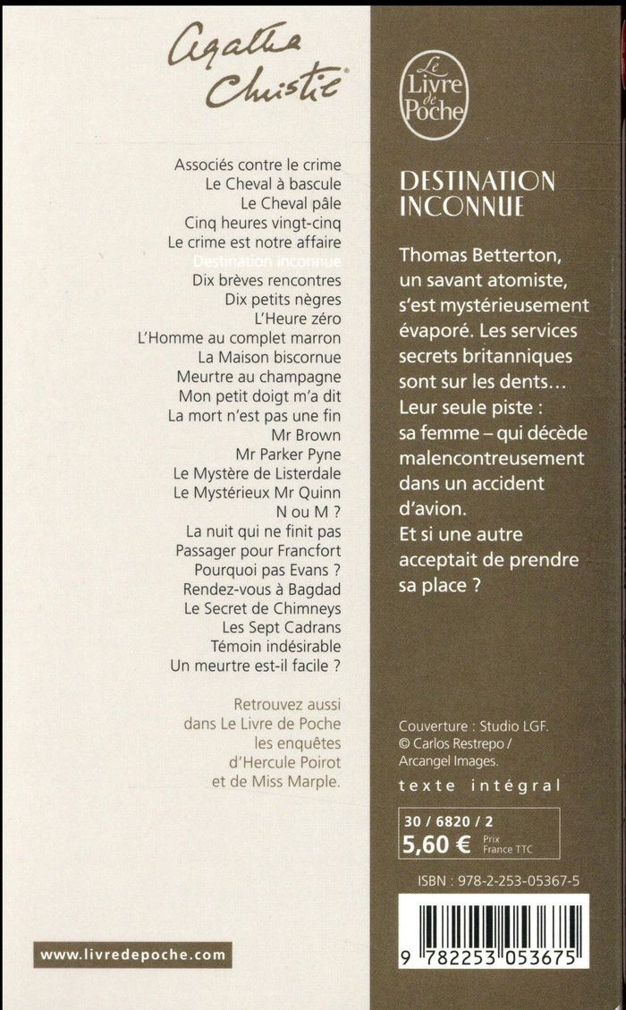 Quatrième de couverture de « DESTINATION INCONNUE »