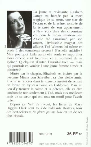 Quatrième de couverture de « NE PLEURE PAS MA BELLE »