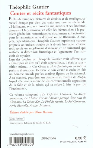 Quatrième de couverture de « CONTES ET RECITS FANTASTIQUES »