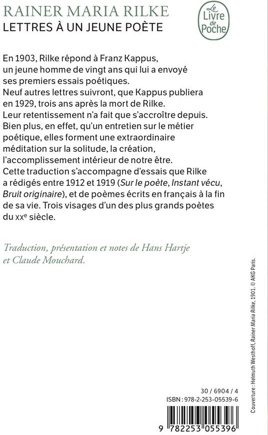 Quatrième de couverture de « LETTRES A UN JEUNE POETE »
