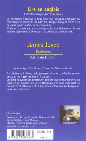 Quatrième de couverture de « DUBLINERS »