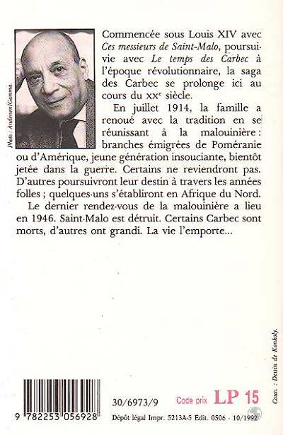 Quatrième de couverture de « CES MESSIEURS DE ST-MALO - RENDEZ-VOUS A LA MALOUINIERE (CES MESSIEURS DE SAINT-MALO, TOME 3) »