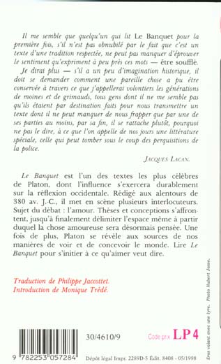 Quatrième de couverture de « LE BANQUET »